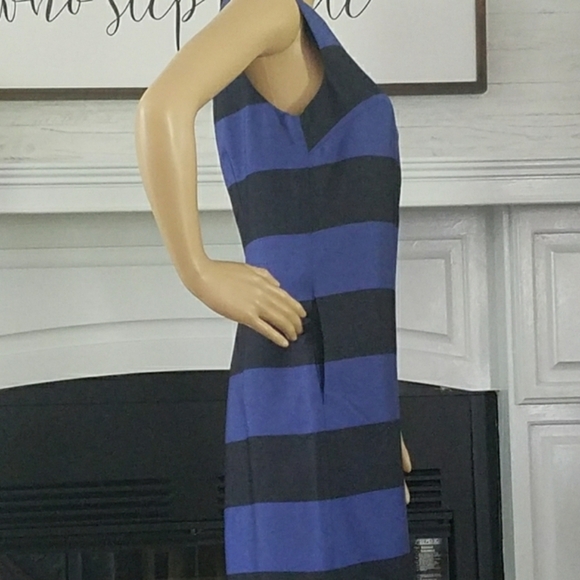 *NEW! BANANA REPUBLIC CREW NECK SLEEVELESS SHIFT DRESS POCKETS STRIPES KNEE 2 XS - Picture 7 of 14